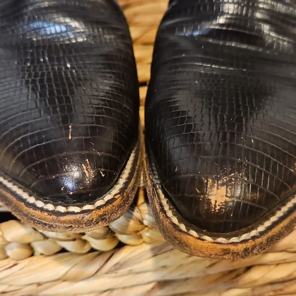 Vintage Diamond J Leather Mens Western Cowboy Boots Sz. 8 EE Wide - Picture 15 of 16